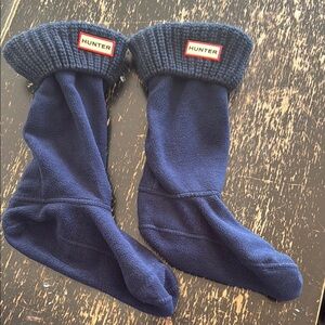 Hunter Navy Fleece Boot Socks